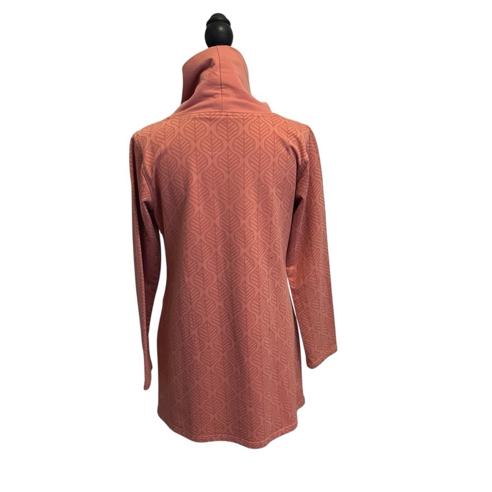 Apsara Organic Cotton Asymmetrical Coral Long Sleeve Dress Cowl Neck Leaf Design - Picture 5 of 6